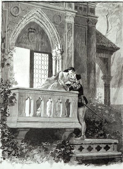 Escena del Acto II de Romeo y Julieta, representada en el Teatro Nacional de la Ópera, 1888 de Paul Destez